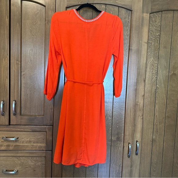 🌟3/$20🌟 Old Navy Tangerine/Coral embroidered dress with Bishop Sleeves - Picture 3 of 7